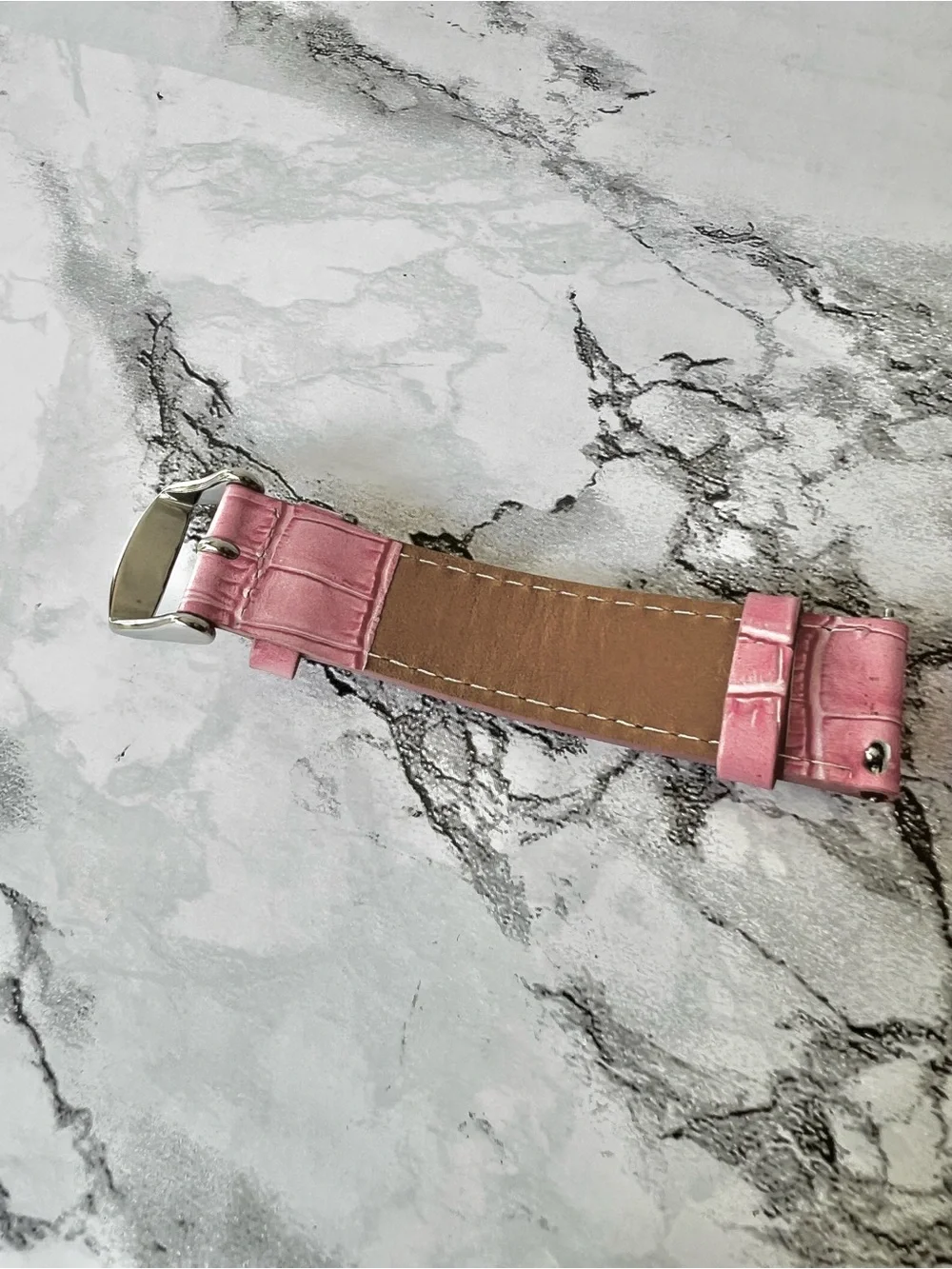 Watch Strap Pink Genuine Leather Croc EmbossedcPrint Replacement 18mm